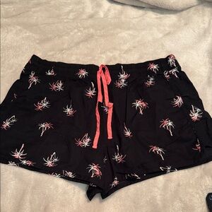 Women's Black Palm Tree Print Athletic Shorts